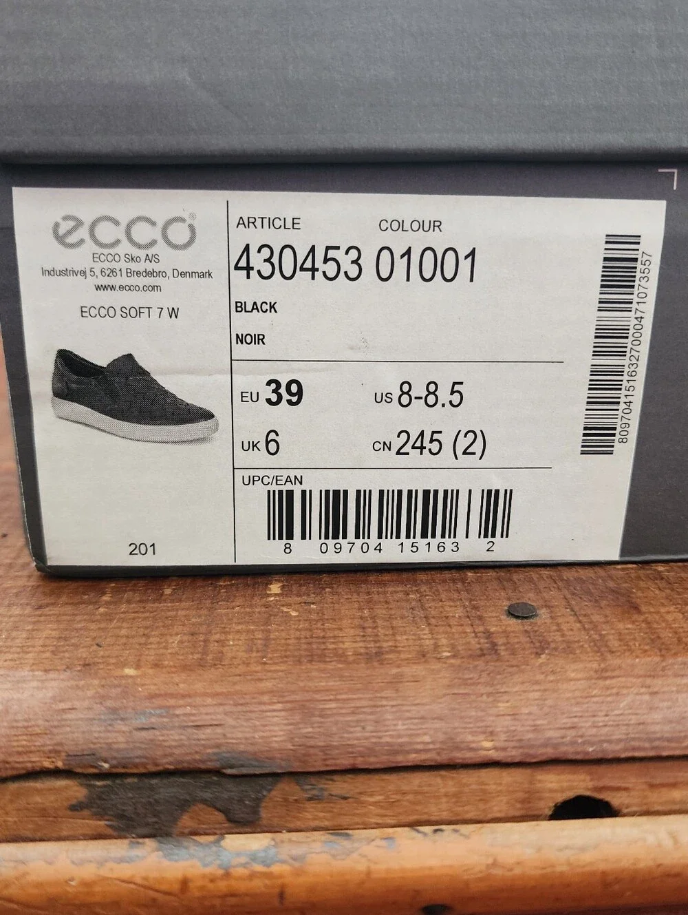 Ecco Soft 7 Black Woven Leather Slip-On Sneakers with White Sole
